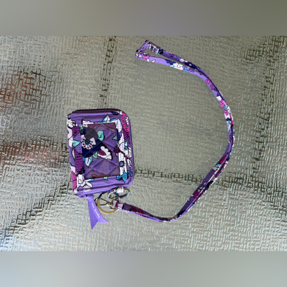 Vera Bradley Purple Floral Quilted Wristlet Key & Card Holder